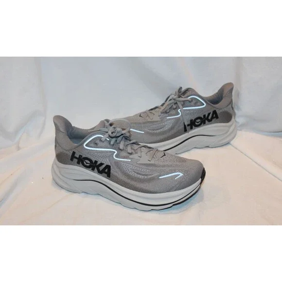 NIB Hoka One Men Clifton 10 Running Athletic Sneakers Gray Asteroid 10 Wide