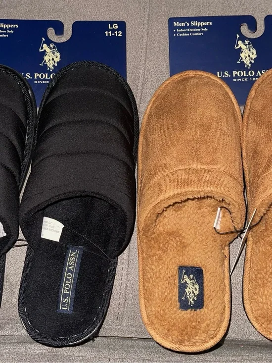 Bundle! 2 Pair U.S. Polo Assn Men’s Slippers LG 11-12