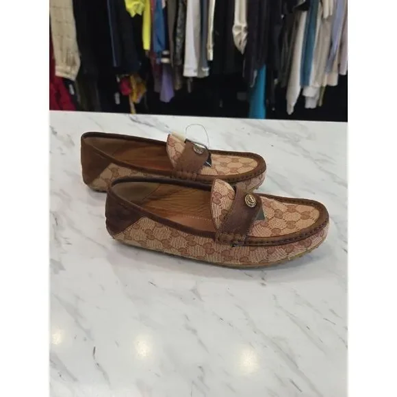 Gucci Brown Monogram Men’s Driving Loafers