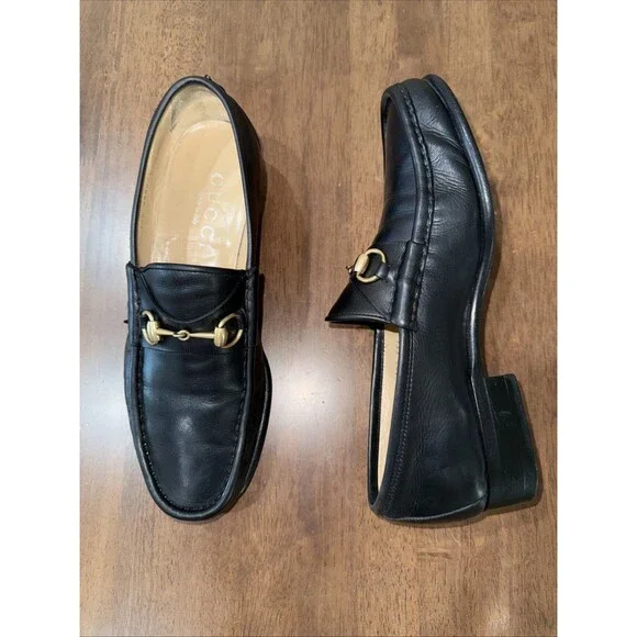 Gucci Horsebit Black Leather Men’s Loafers - 10.5