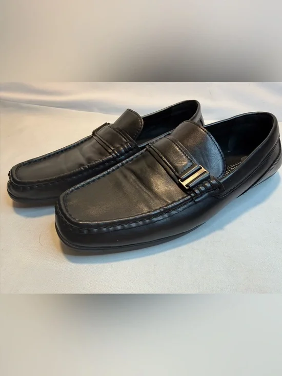 Kenneth Cole Reaction Men's Black Faux Leather Slip-On Loafers Size 9.5