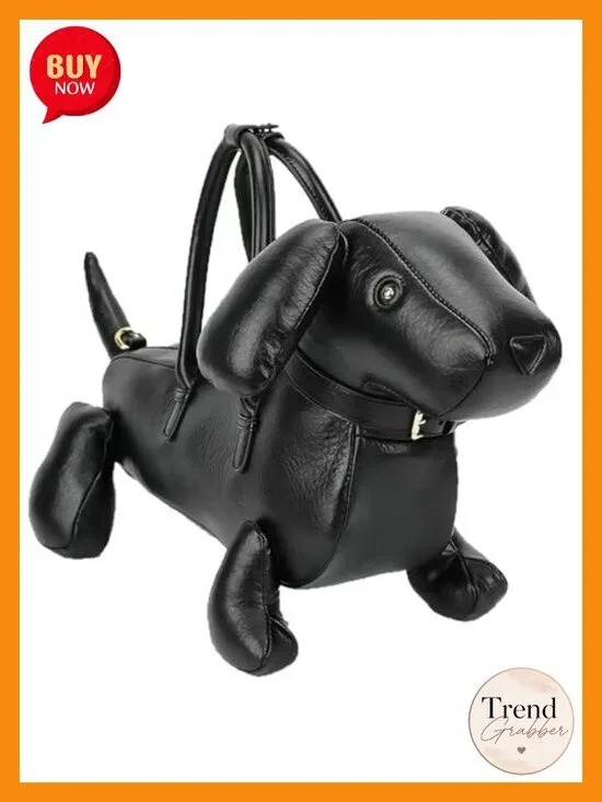 PU Leather Novelty Dog Shaped Crossbody Shoulder Bag Handbag