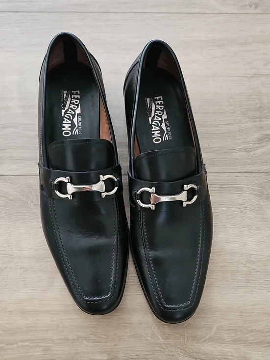 Salvatore Ferragamo Men’s Black Leather Bit Loafers Size 11