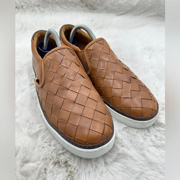 Allen Edmonds Mens‎ Alpha Woven Lugg Brown Leather White Sole Shoe Size 9