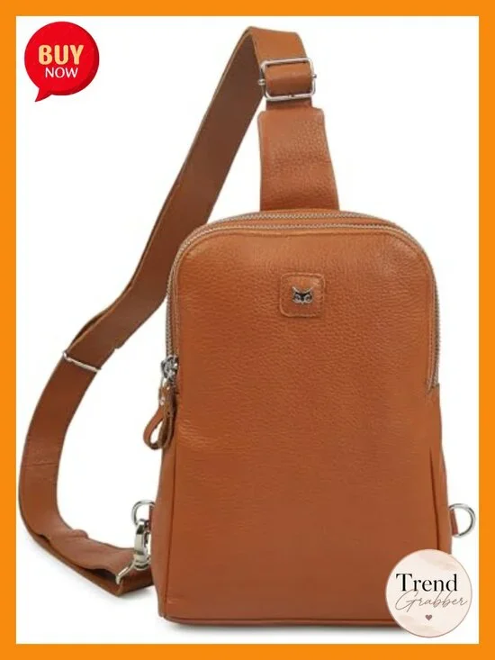 Genuine Leather Sling Crossbody Purse with Phone and Card Slots