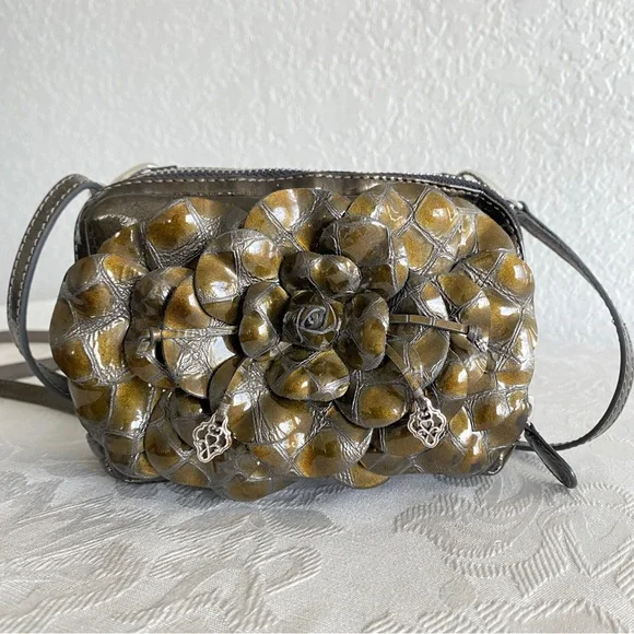 Brighton flower double zip organizer crossbody bag
