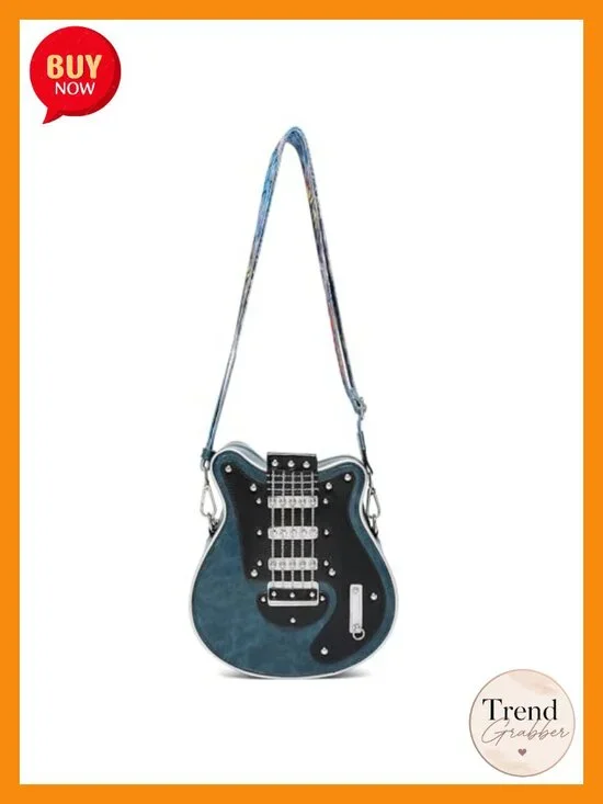PU Leather Guitar Shaped Crossbody Shoulder Bag