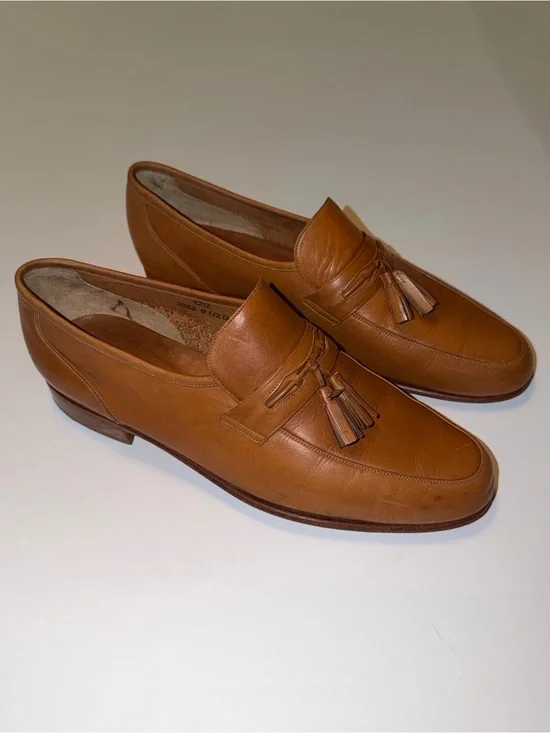Jarman Vintage Tan Leather Tassel Slip-On Dress Loafers Men’s 9.5 D