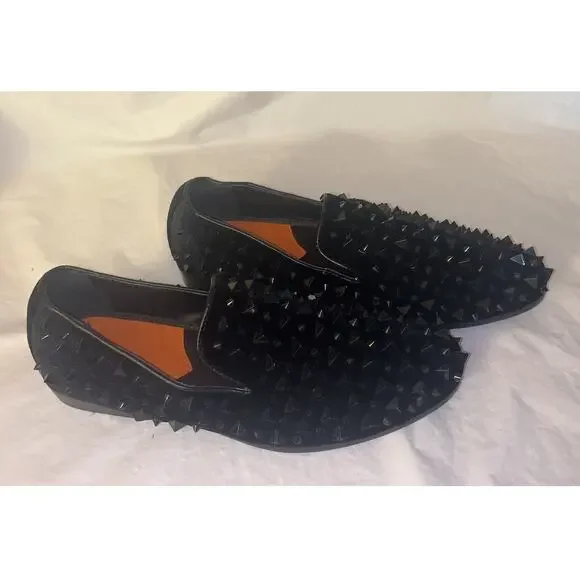 Tallia Men's Black Exotic Pyramid Spike Loafers Shoes Size: 9.5