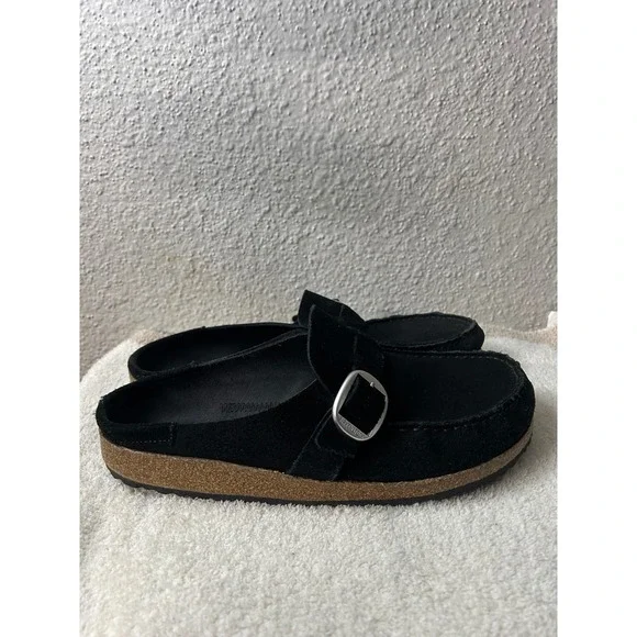 Birkenstock Buckley Black Suede Moccasin Clogs Mules 42 M9