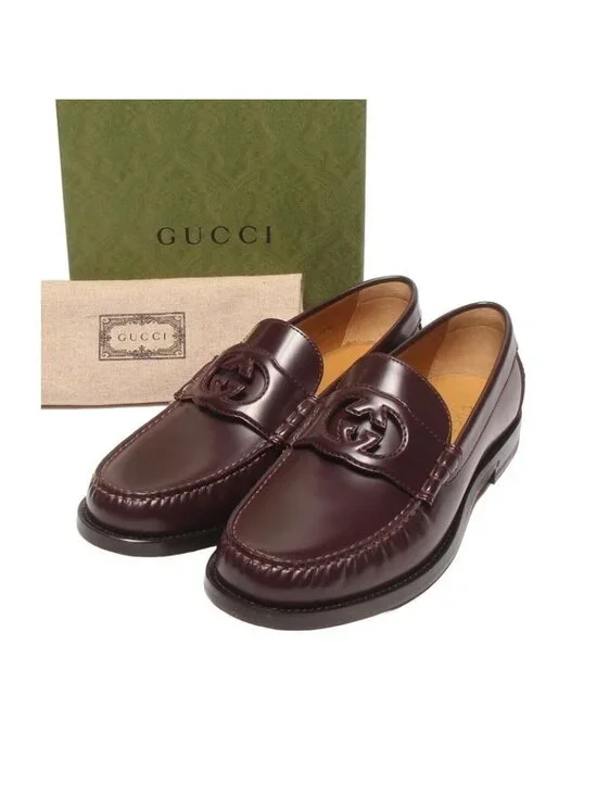 Gucci Loafers Interlocking 738470 Men's SIZE 8 1 2