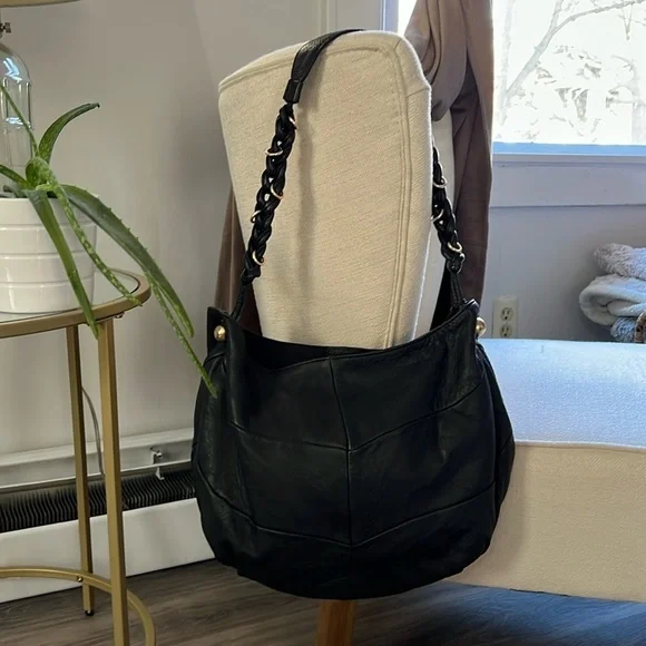 See by Chloe Black Shoulder Bag Women’s Leather Hobo Purse with Braided Strap