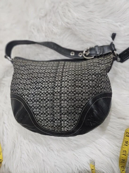 Classic Black Patterned Women's Shoulder Bag