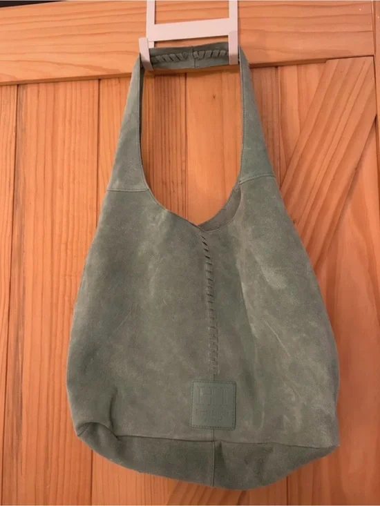 Haute Hippie Teal/Mint Green Suede Festival Hobo Tote