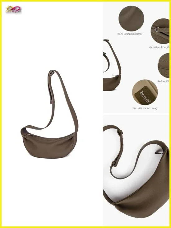 Genuine Leather Sling Crossbody Hobo Bag with Wide Strap