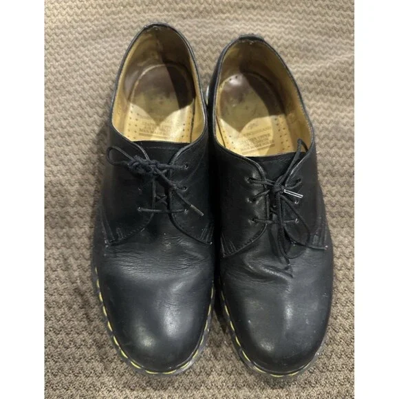 Dr Martens Vintage Made England Black Leather Shoes Mens UK10 US11 Air Sole