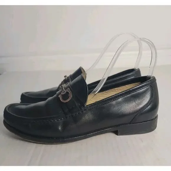Salvatore Ferragamo Horse Bit loafers Dress Shoes Size 8 3E Black