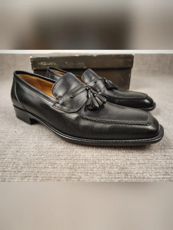 Men's Black Mezlan 2135 Leather Loafers Slip Ons Shoes Size 9 M Spain