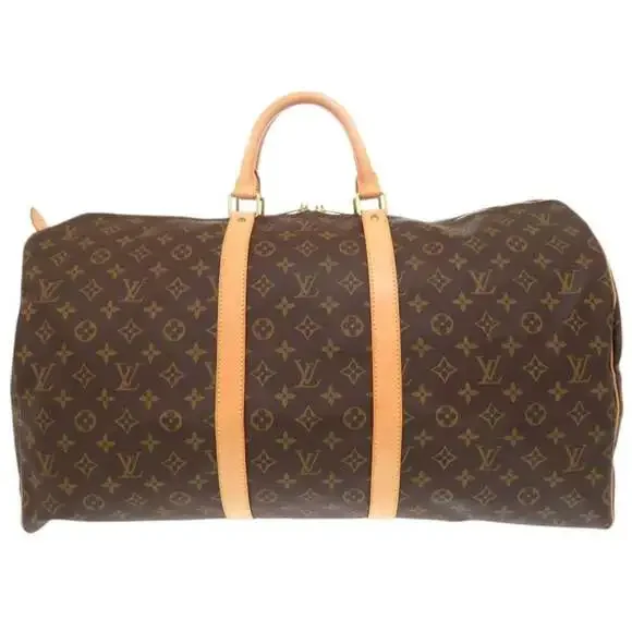 LOUIS VUITTON Authentic Brown Monogram Keepall 55 Boston Bag