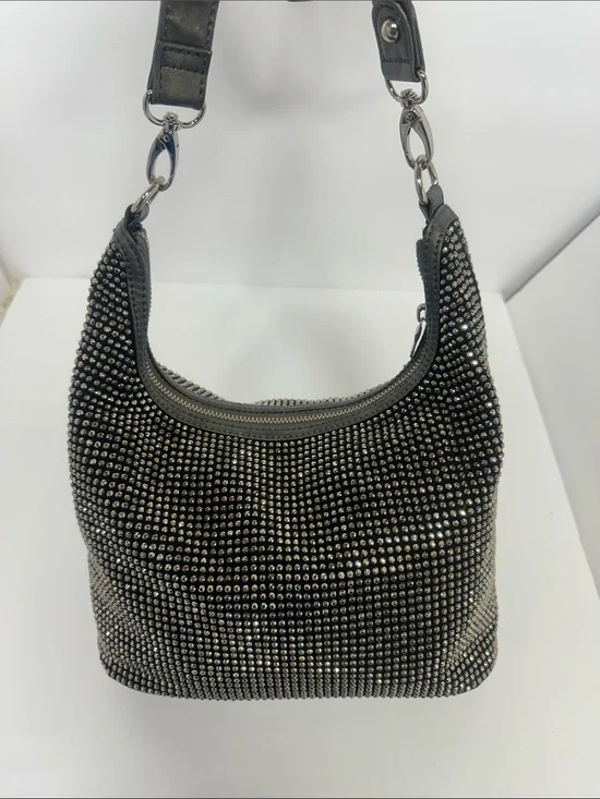 Embellished Black Shoulder Bag with Silver Stud Accents