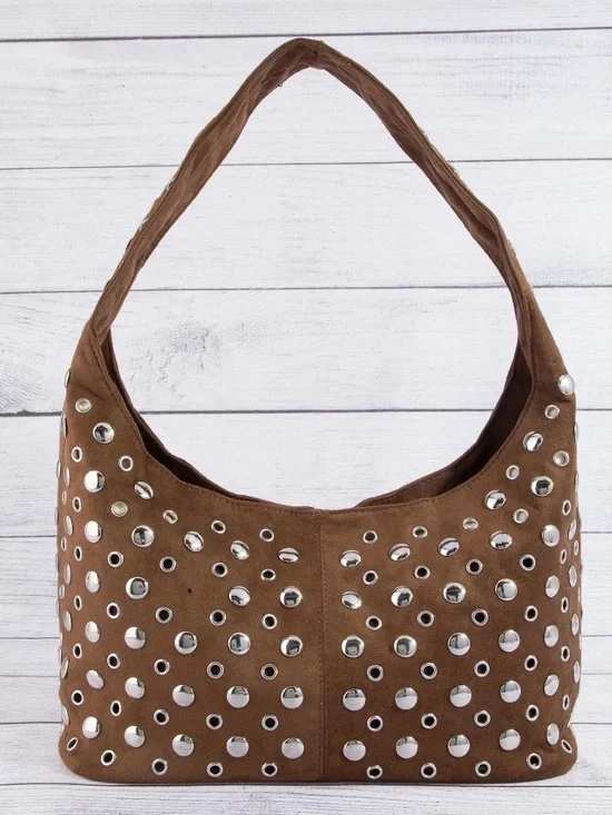 NWT Multi River Studded Shoulder Bag - Dk Brown