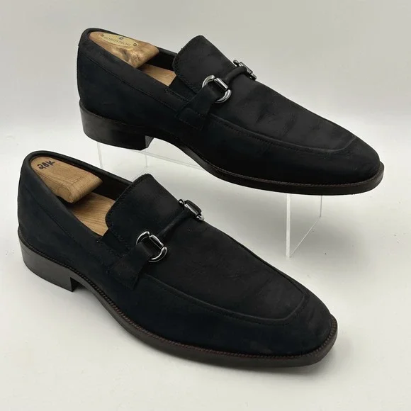 Johnston & Murphy Bit Loafer Mens 10M Black Nubuck Suede Dress Shoe Old Money