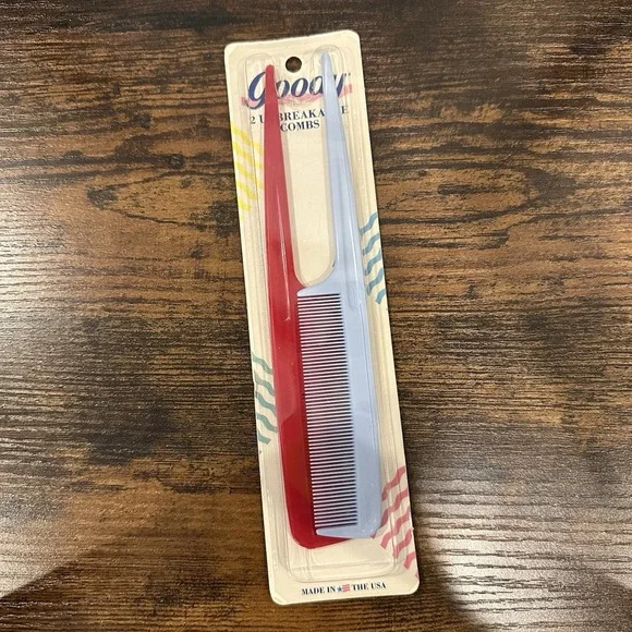 Vintage GOODY Unbreakable Tail Combs Red & Blue Teasing Sealed 2‎ Pack