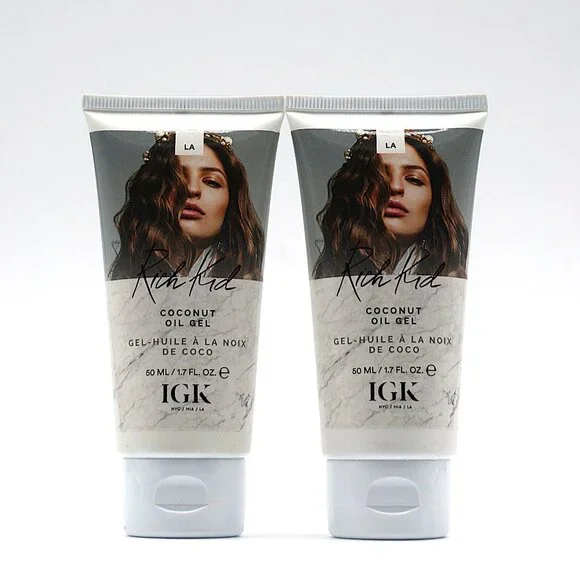 2x IGK‎ RICH KID Coconut Oil Air-Dry Styler 1.7 oz