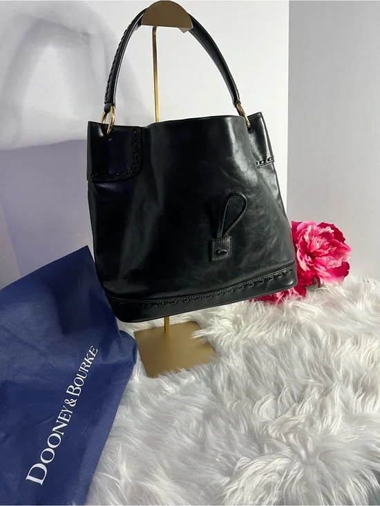 Dooney & Bourke Florentine Black Leather Toggle Tote Bag