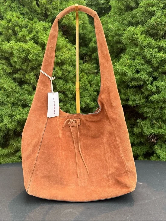 Lucky Brand Cognac Suede Shoulder ‘Clem’ Hobo Bag