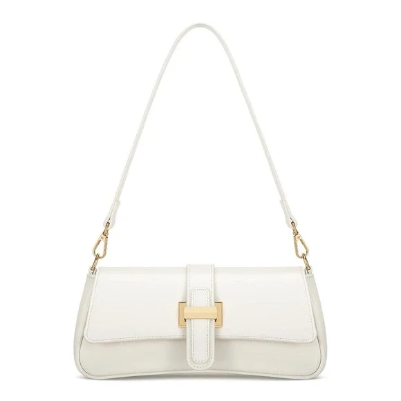 Shoulder Bag for Women Small Handbag Hobo Purses, Retro Clutch Leather Off White