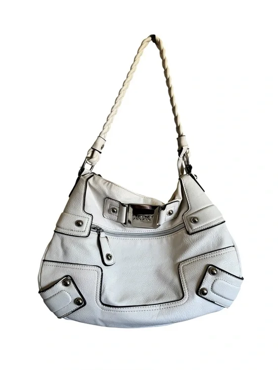 XOXO White Braided Handle Hobo Bag with Silver Hardware
