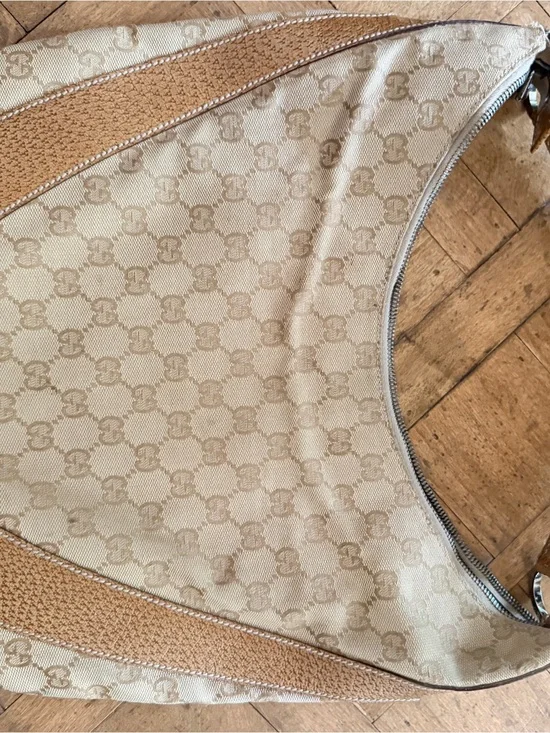 Gucci Beige Monogram Canvas Shoulder Bag