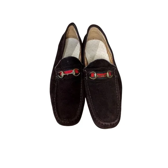 Moretti Black Label Mens 9.5 Brown Suede Horsebit Loafers Leather Sole Italy