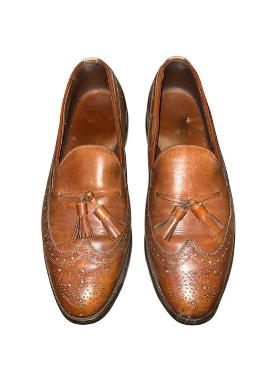 Allen Edmonds Manchester Brown Leather Wing Tip Tassel Loafer Dress Shoes 10.5 C