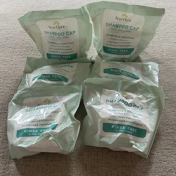 Nurture Valley Rinse Free Shampoo Cap Lot of‎ 5 Waterless Hair Wash pH Balanced