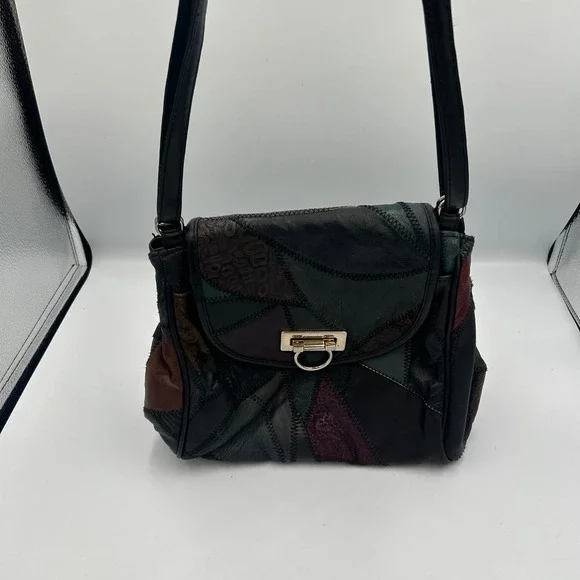 Unbranded Patchwork Shoulder Bag Women Small Multicolor Leather Vintage Style