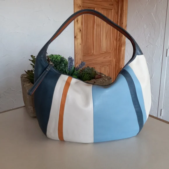 Coach Ergo Striped Zip-top Lightweight Collection Hobo Bag, 2003