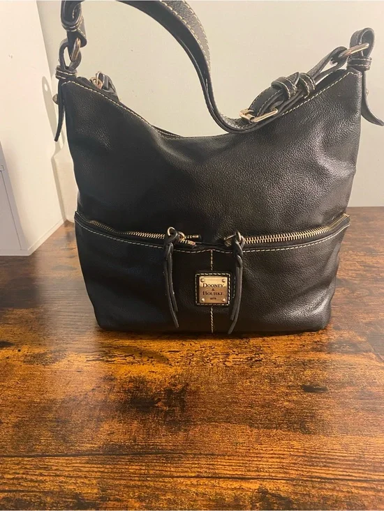 Dooney & Bourke Black Dillen Leather Hobo Bag - Classic Everyday Shoulder Bag