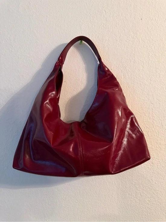 Princess Polly Maroon Patent Hobo Bag