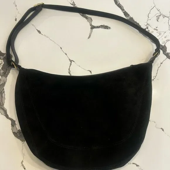 GANSON Black Suede Shoulder Bag