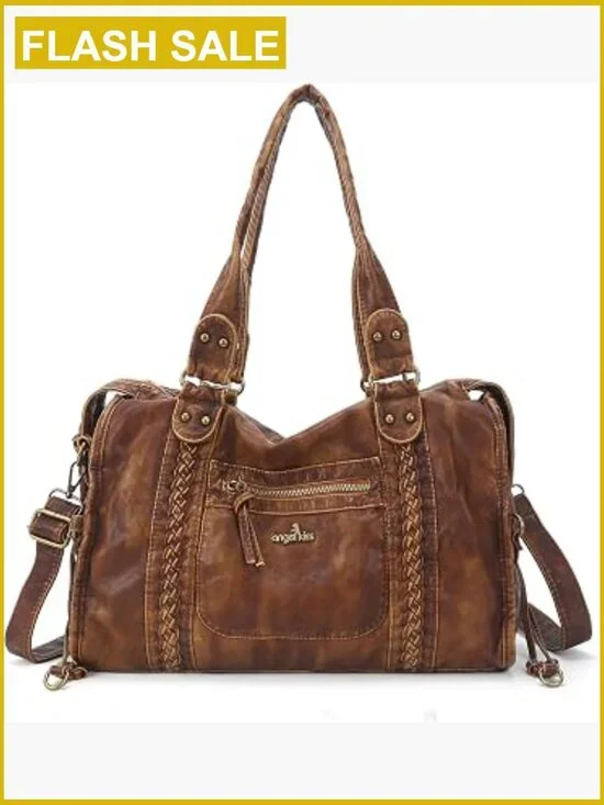 Vegan Leather Hobo Satchel Handbag Large Tote Shoulder Bag with Pockets