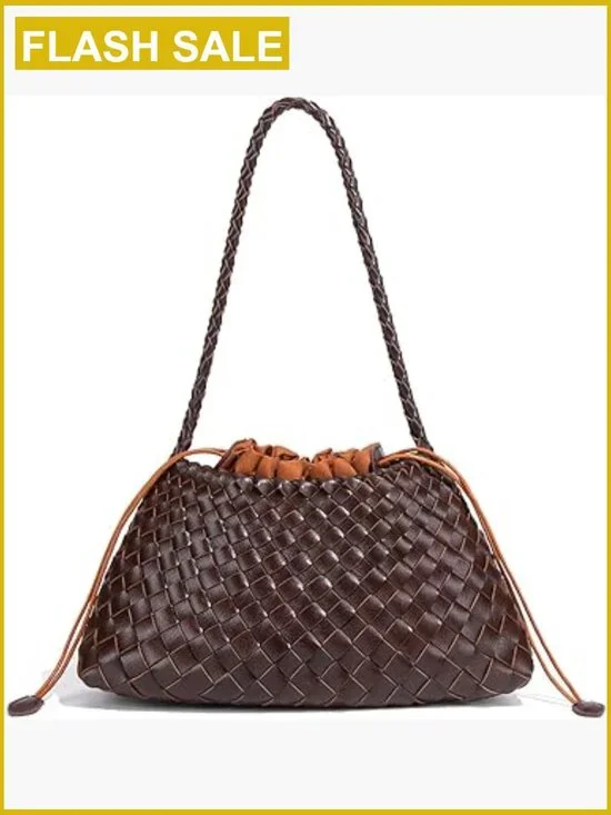 Vegan Leather Woven Hobo Bag Shoulder Tote Slouchy Purse