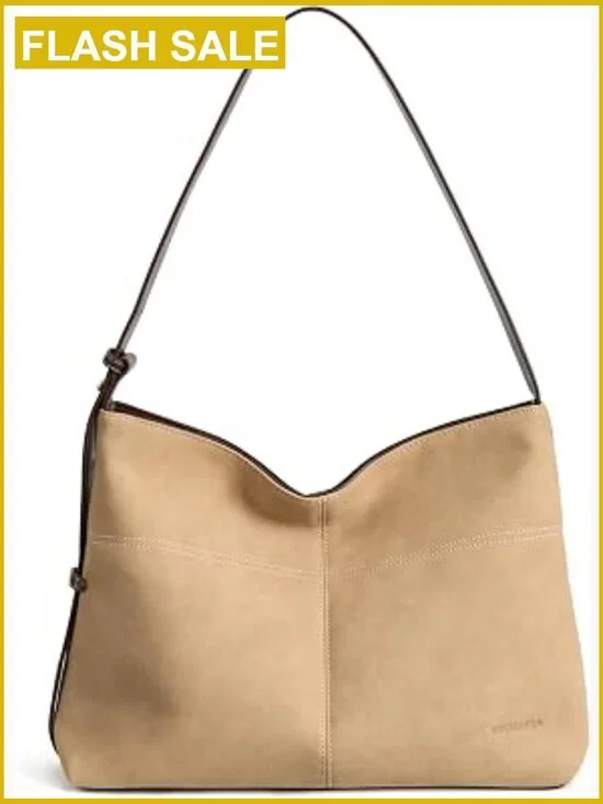 Hobo Bag for Women Suede Vegan Leather Shoulder Crossbody Purse Work Travel
