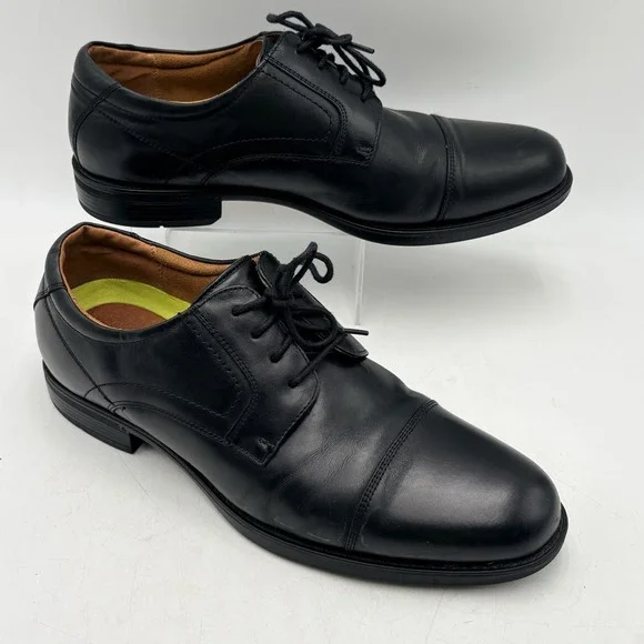 Florsheim Ortholite Mens 10.5D Black Cap Toe Oxford Leather Dress Shoes 12138