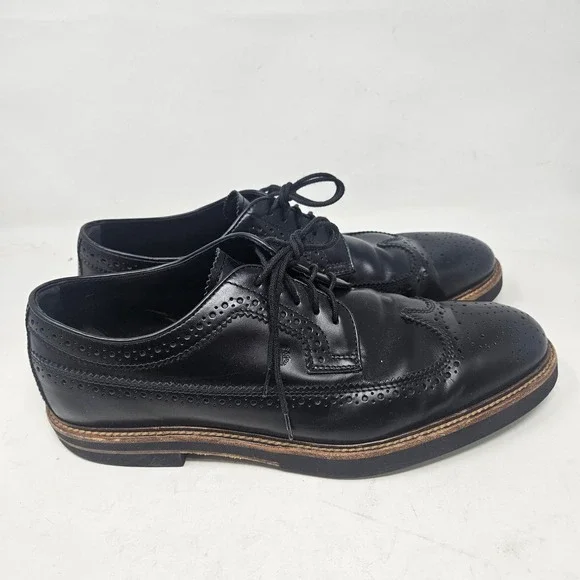Tods Mens Black Leather Wingtip Brogue Derby Shoes Made in Italy Size 9.5 A