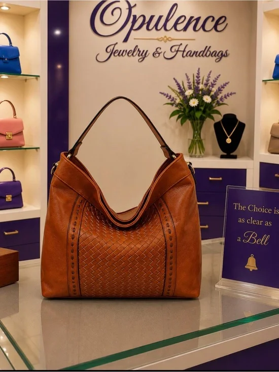 Brown Woven Hobo Handbag
