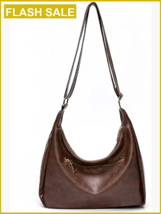 Vegan Leather Slouchy Hobo Bag Crossbody Shoulder Tote Purse for Women