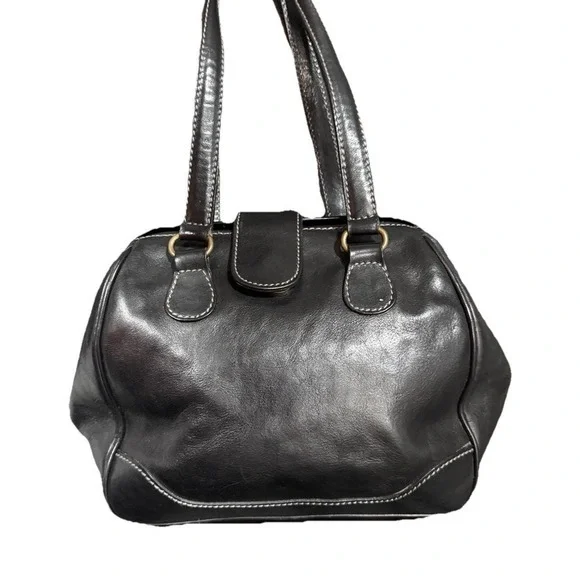 Vtg Talbots Shoulder Bag Black Leather  Shoulder Strap Y2K‎ Hobo