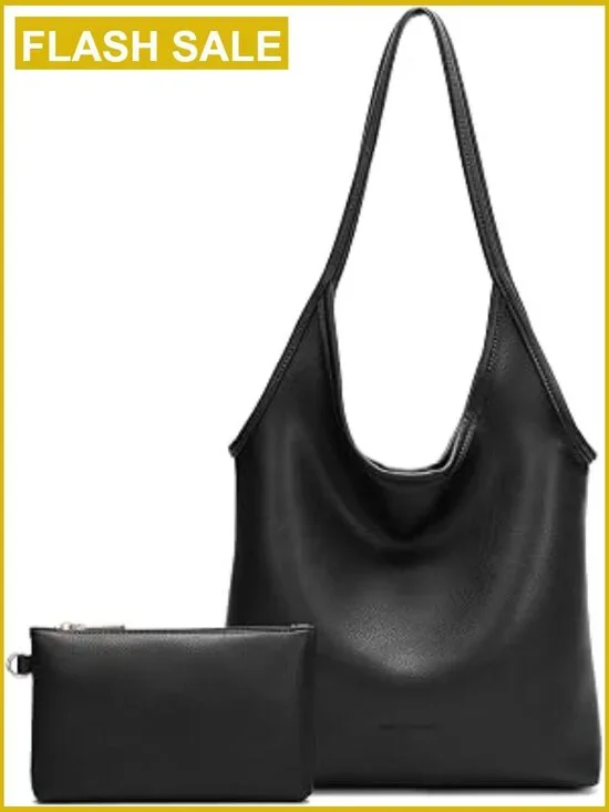 Slouchy Hobo Bag with Top Handle - Soft Faux Leather Shoulder Purse